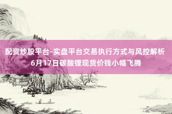 配资炒股平台-实盘平台交易执行方式与风控解析 6月17日碳酸锂现货价钱小幅飞腾